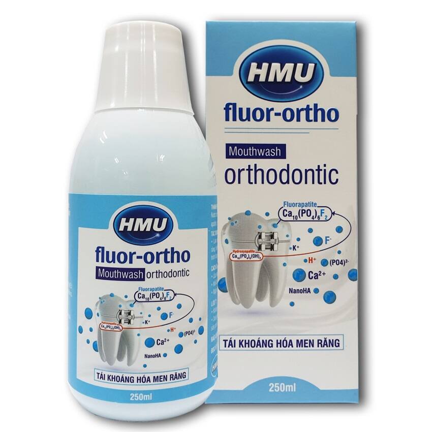 Nước súc miệng HMU Fluor Ortho cho người niềng răng