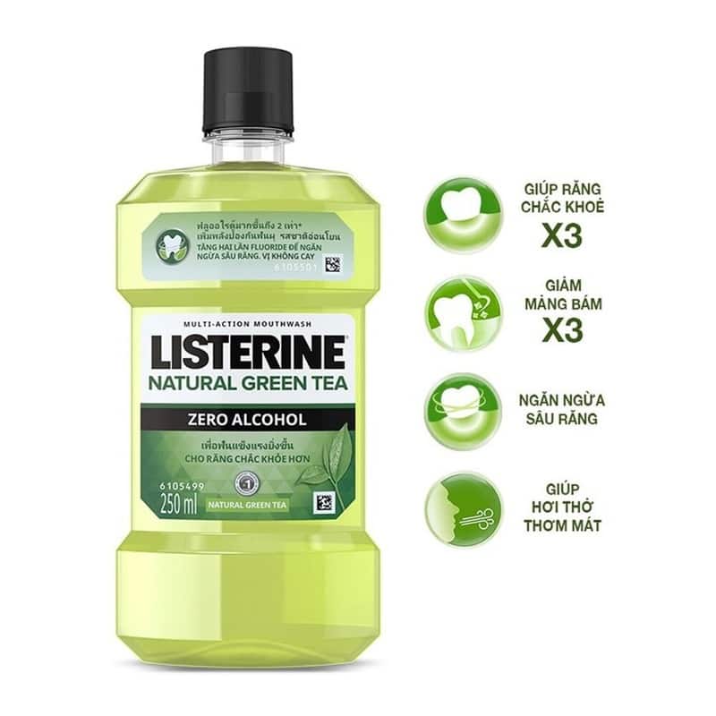 Nước súc miệng Listerine Natural Green Tea trị hôi miệng
